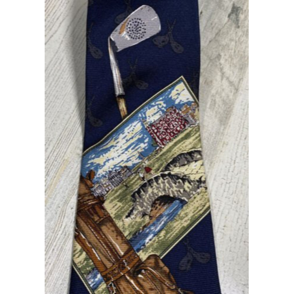 Vintage Golf Magazine Golf Print Neck Tie 100% Silk USA Made Golf Bag Club EUC - Picture 2 of 8